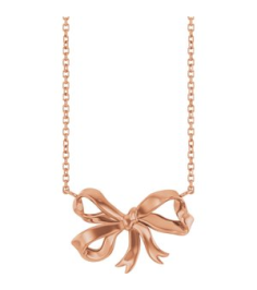 88780 Necklace 14K Rose 18.9 X 12.5 Mm 16 In Polished Freeform Bow Necklace