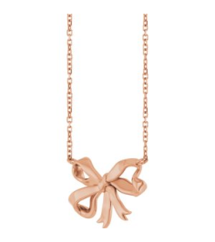 88780 Necklace 14K Rose 18.9 X 12.5 Mm 16 In Polished Freeform Bow Necklace