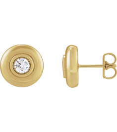 88850 14K Yellow Set Round Lab-Grown Diamond Pair 3Mm 15 Ctw Si1-Si2, G-H Friction Friction Backs Included Bezel Polished 15 Ctw Lab-Grown Diamond Puffed Bezel-Set Stud Earrings