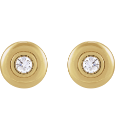 88850 14K Yellow Set Round Lab-Grown Diamond Pair 3Mm 15 Ctw Si1-Si2, G-H Friction Friction Backs Included Bezel Polished 15 Ctw Lab-Grown Diamond Puffed Bezel-Set Stud Earrings