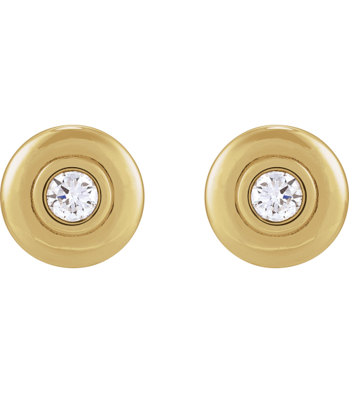 88850 14K Yellow Set Round Lab-Grown Diamond Pair 3Mm 15 Ctw Si1-Si2, G-H Friction Friction Backs Included Bezel Polished 15 Ctw Lab-Grown Diamond Puffed Bezel-Set Stud Earrings