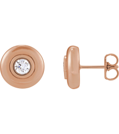88850 14K Rose Set Round Lab-Grown Diamond Pair 3Mm 15 Ctw Si1-Si2, G-H Friction Friction Backs Included Bezel Polished 15 Ctw Lab-Grown Diamond Puffed Bezel-Set Stud Earrings