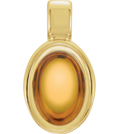 23487 Pendant Set 14K Yellow Oval Natural Citrine 8 X 6 Mm Polished Natural Citrine Cabochon Bezel Pendant