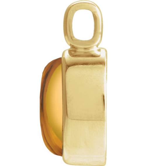 23487 Pendant Set 14K Yellow Oval Natural Citrine 8 X 6 Mm Polished Natural Citrine Cabochon Bezel Pendant