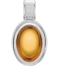 23487 Pendant Set Sterling Silver Oval Natural Citrine 8 X 6 Mm Polished Natural Citrine Cabochon Bezel Pendant
