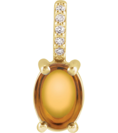 88500 Pendant Set 14K Yellow Oval Natural Citrine 6 X 4Mm 0.02 Ctw Natural Diamond I1, Gh Polished Natural Citrine And .02 Ctw Natural Diamond Cabochon Pendant