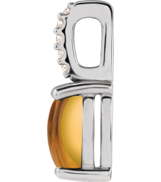 88500 Pendant Set Sterling Silver Oval Natural Citrine 6 X 4Mm 0.02 Ctw Natural Diamond I1, Gh Polished Natural Citrine And .02 Ctw Natural Diamond Cabochon Pendant
