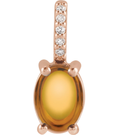 88500 Pendant Set 14K Rose Oval Natural Citrine 6 X 4Mm 0.02 Ctw Natural Diamond I1, Gh Polished Natural Citrine And .02 Ctw Natural Diamond Cabochon Pendant