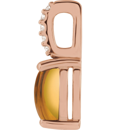 88500 Pendant Set 14K Rose Oval Natural Citrine 6 X 4Mm 0.02 Ctw Natural Diamond I1, Gh Polished Natural Citrine And .02 Ctw Natural Diamond Cabochon Pendant