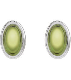 23489 14K White Set Oval Natural Peridot Pair 6 X 4 Mm Friction Friction Backs Included Bezel Polished Natural Peridot Bezel Earrings