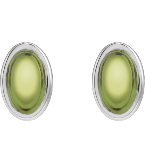 23489 14K White Set Oval Natural Peridot Pair 6 X 4 Mm Friction Friction Backs Included Bezel Polished Natural Peridot Bezel Earrings