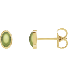 23489 14K Yellow Set Oval Natural Peridot Pair 6 X 4 Mm Friction Friction Backs Included Bezel Polished Natural Peridot Bezel Earrings