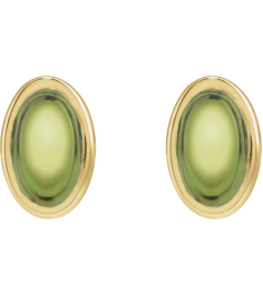 23489 14K Yellow Set Oval Natural Peridot Pair 6 X 4 Mm Friction Friction Backs Included Bezel Polished Natural Peridot Bezel Earrings