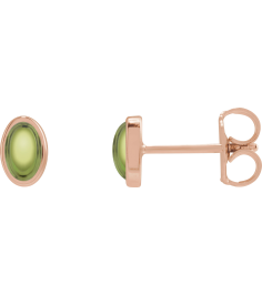 23489 14K Rose Set Oval Natural Peridot Pair 5 X 3 Mm Friction Friction Backs Included Bezel Polished Natural Peridot Bezel Earrings