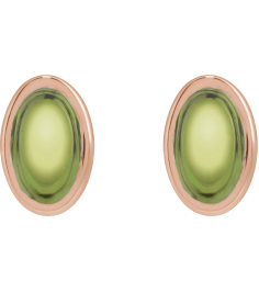 23489 14K Rose Set Oval Natural Peridot Pair 5 X 3 Mm Friction Friction Backs Included Bezel Polished Natural Peridot Bezel Earrings
