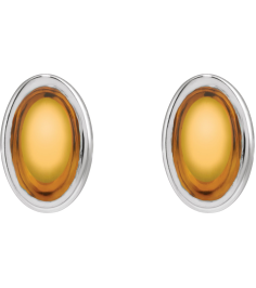 23489 14K White Set Oval Natural Citrine Pair 6 X 4 Mm Friction Friction Backs Included Bezel Polished Natural Citrine Bezel Earrings
