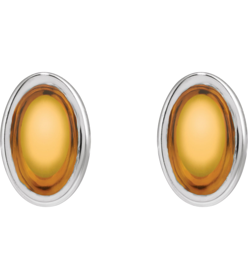 23489 Sterling Silver Set Oval Natural Citrine Pair 5 X 3 Mm Friction Friction Backs Included Bezel Polished Natural Citrine Bezel Earrings