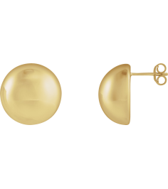 689329 Earring 14K Yellow 15 X 15 Mm Pair Friction Backs Included Polished Electroform Round Domed Earrings