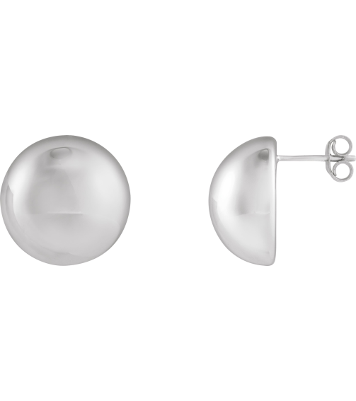689329 Earring Sterling Silver 15 X 15 Mm Pair Friction Backs Included Polished Electroform Round Domed Earrings