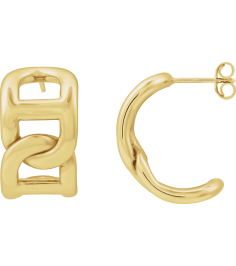 689332 Earring 14K Yellow 22 X 15.3 Mm Pair Friction Backs Included Polished Electroform Anchor Chain Hoop Earrings