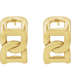 689332 Earring 14K Yellow 22 X 15.3 Mm Pair Friction Backs Included Polished Electroform Anchor Chain Hoop Earrings