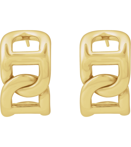 689332 Earring 14K Yellow 22 X 15.3 Mm Pair Friction Backs Included Polished Electroform Anchor Chain Hoop Earrings