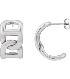 689332 Earring Sterling Silver 22 X 15.3 Mm Pair Friction Backs Included Polished Electroform Anchor Chain Hoop Earrings