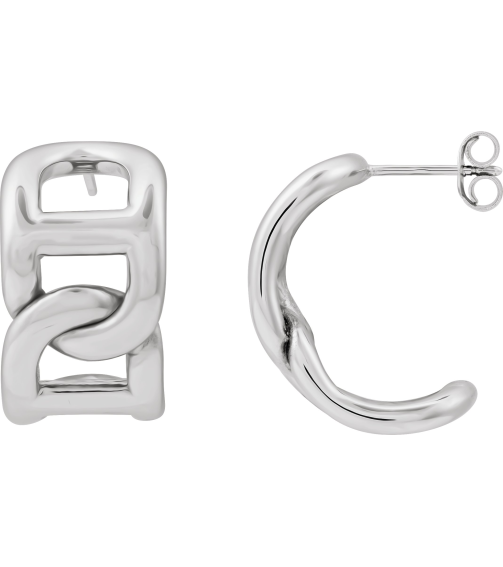 689332 Earring Sterling Silver 22 X 15.3 Mm Pair Friction Backs Included Polished Electroform Anchor Chain Hoop Earrings