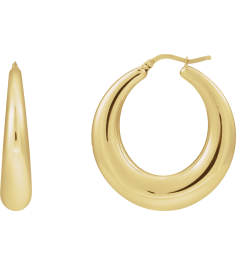 689333 Earring 14K Yellow 37.2 Mm 7.6 Mm Pair Catch Polished Electroform Puffed Hoop Earrings