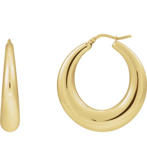 689333 Earring 14K Yellow 37.2 Mm 7.6 Mm Pair Catch Polished Electroform Puffed Hoop Earrings