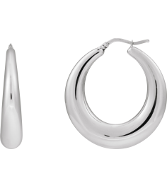 689333 Earring Sterling Silver 37.2 Mm 7.6 Mm Pair Catch Polished Electroform Puffed Hoop Earrings