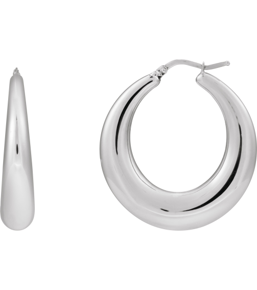 689333 Earring Sterling Silver 37.2 Mm 7.6 Mm Pair Catch Polished Electroform Puffed Hoop Earrings
