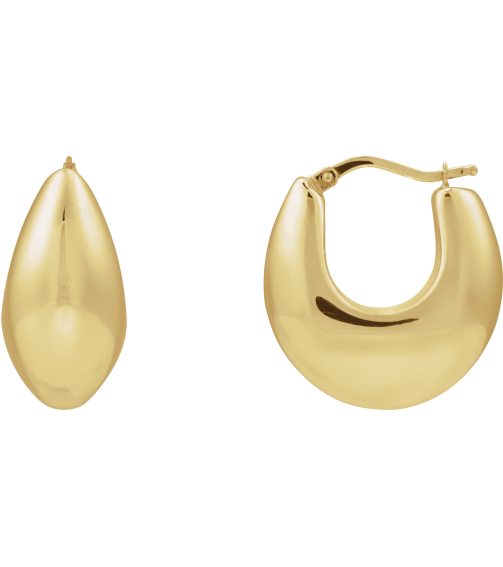 689334 Earring 14K Yellow 25.1 Mm 11.9 Mm Pair Catch Polished Electroform Tapered Hoop Earrings