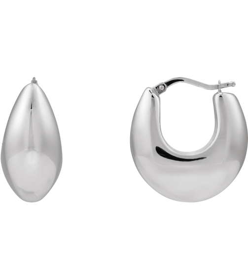 689334 Earring Sterling Silver 25.1 Mm 11.9 Mm Pair Catch Polished Electroform Tapered Hoop Earrings