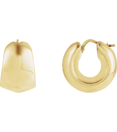 689335 Earring 14K Yellow 22.2 Mm 14.6 Mm Pair Catch Polished Electroform Tapered Hoop Earrings