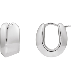 689336 Earring Sterling Silver 18.3 Mm 12 Mm Pair Catch Polished Electroform Puffed Hoop Earrings