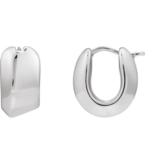 689336 Earring Sterling Silver 18.3 Mm 12 Mm Pair Catch Polished Electroform Puffed Hoop Earrings