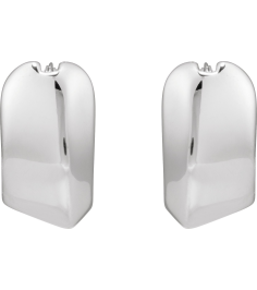 689336 Earring Sterling Silver 18.3 Mm 12 Mm Pair Catch Polished Electroform Puffed Hoop Earrings