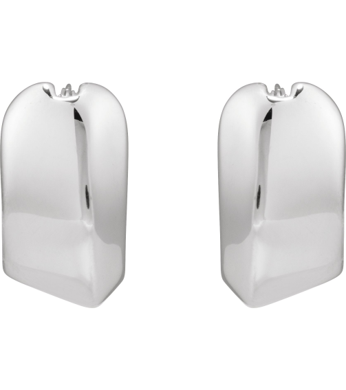 689336 Earring Sterling Silver 18.3 Mm 12 Mm Pair Catch Polished Electroform Puffed Hoop Earrings