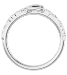 57995 Ring Platinum Polished Victorian Style Belt Buckle Ring
