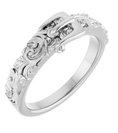 57995 Ring 14K White Polished Victorian Style Belt Buckle Ring