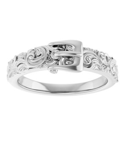 57995 Ring 14K White Polished Victorian Style Belt Buckle Ring