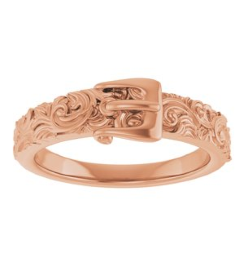 57995 Ring 14K Rose Polished Victorian Style Belt Buckle Ring