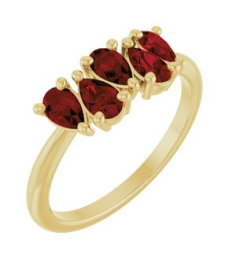 72454 Ring Set 14K Yellow Natural Mozambique Garnet Pear 5 X 3 Mm Polished Natural Mozambique Garnet Five-Stone Ring