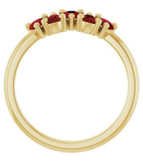 72454 Ring Set 14K Yellow Natural Mozambique Garnet Pear 5 X 3 Mm Polished Natural Mozambique Garnet Five-Stone Ring