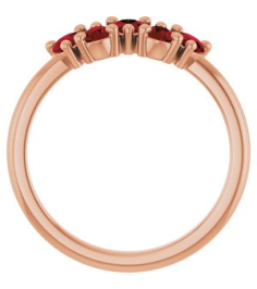 72454 Ring Set 14K Rose Natural Mozambique Garnet Pear 5 X 3 Mm Polished Natural Mozambique Garnet Five-Stone Ring