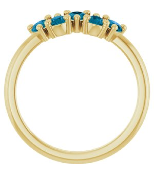 72454 Ring Set 14K Yellow Natural London Blue Topaz Pear 5 X 3 Mm Polished Natural London Blue Topaz Five-Stone Ring