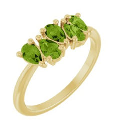72454 Ring Set 14K Yellow Natural Peridot Pear 5 X 3 Mm Polished Natural Peridot Five-Stone Ring