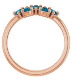 72454 Ring Set 14K Rose Natural London Blue Topaz Pear 5 X 3 Mm Polished Natural London Blue Topaz Five-Stone Ring