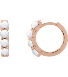 87181 Earring Set 14K Rose 14.7 Mm 3 Mm Natural Rainbow Moonstone Round 3 Mm Pair Hinged Polished Natural Rainbow Moonstone Cabochon Hinged Hoop Earrings